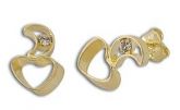 Brinco folheado a ouro com 1 pedra de strass - Cód.: BS1825