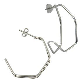 Brinco de argola sextavado em aço inox com aro-Cód.: BX0102