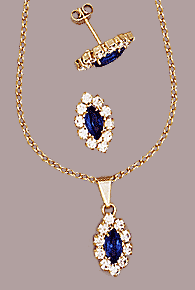 Conjunto c/ brinco e pingente de strass-Cód.: BG0001