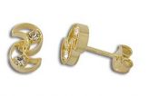Brinco folheado a ouro com 2 pedras de strass - Cód.: BS1826