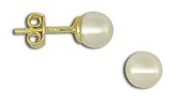 Brinco de pérola 6 mm folheado a ouro - Cód.: BS0262