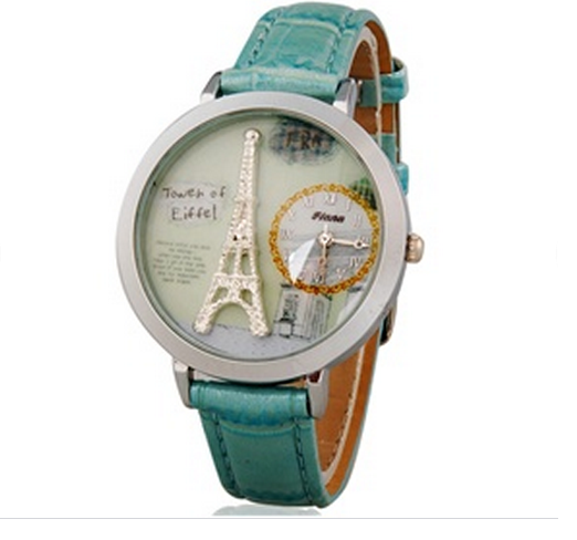 Relógio Feminino Torre Eiffel - Azul - Cod 313